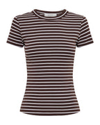 Organic Stripe Baby Tee - Choc Stripe - Nude Lucy