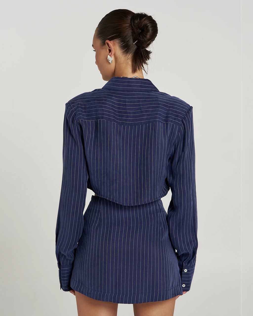 Asymmetric Skort - Navy Pinstripe by Summi Summi - view 7