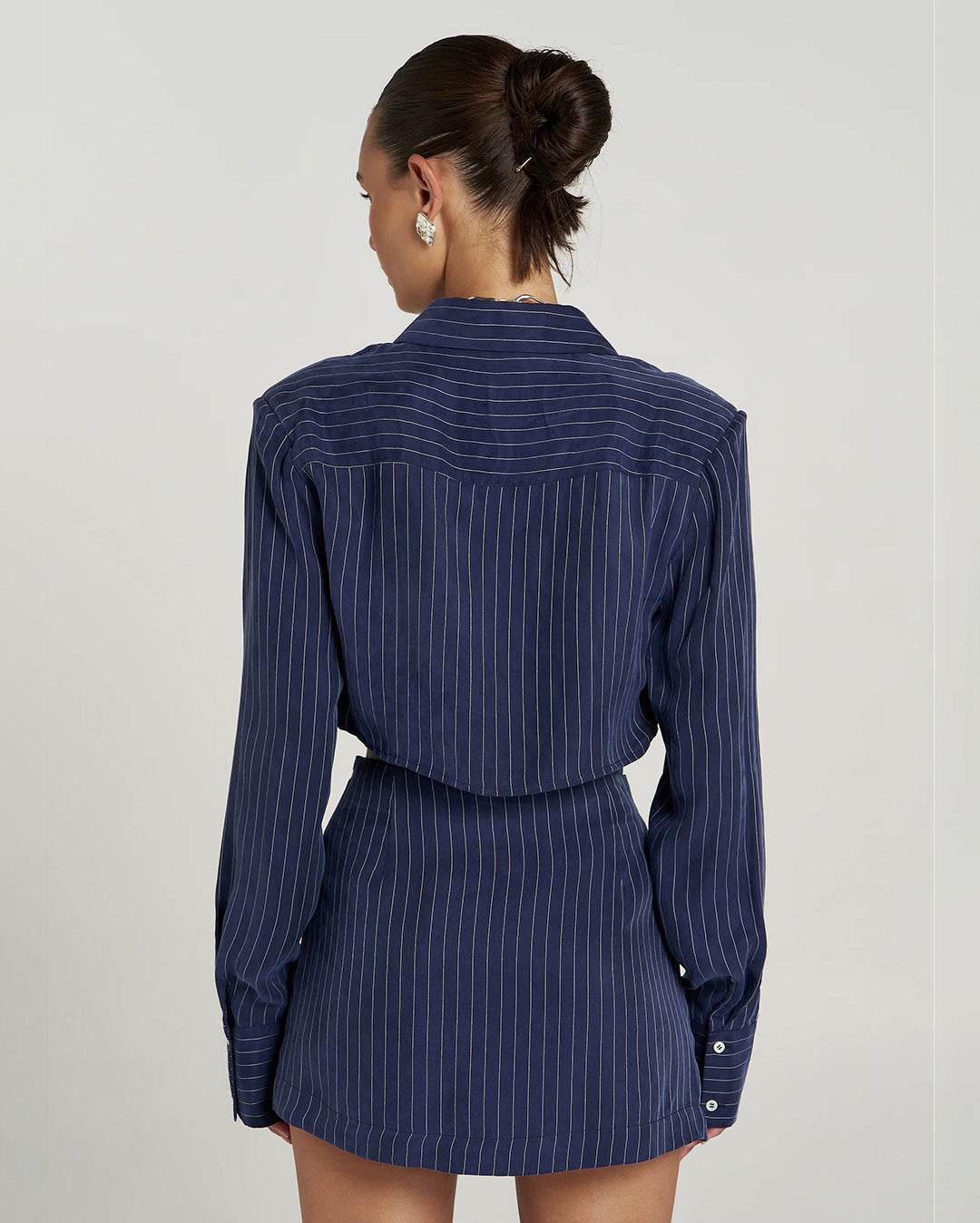 Asymmetric Skort - Navy Pinstripe by Summi Summi - view 7