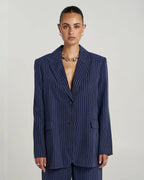 Oversized Blazer - Navy Pinstripe by Summi Summi - view 7