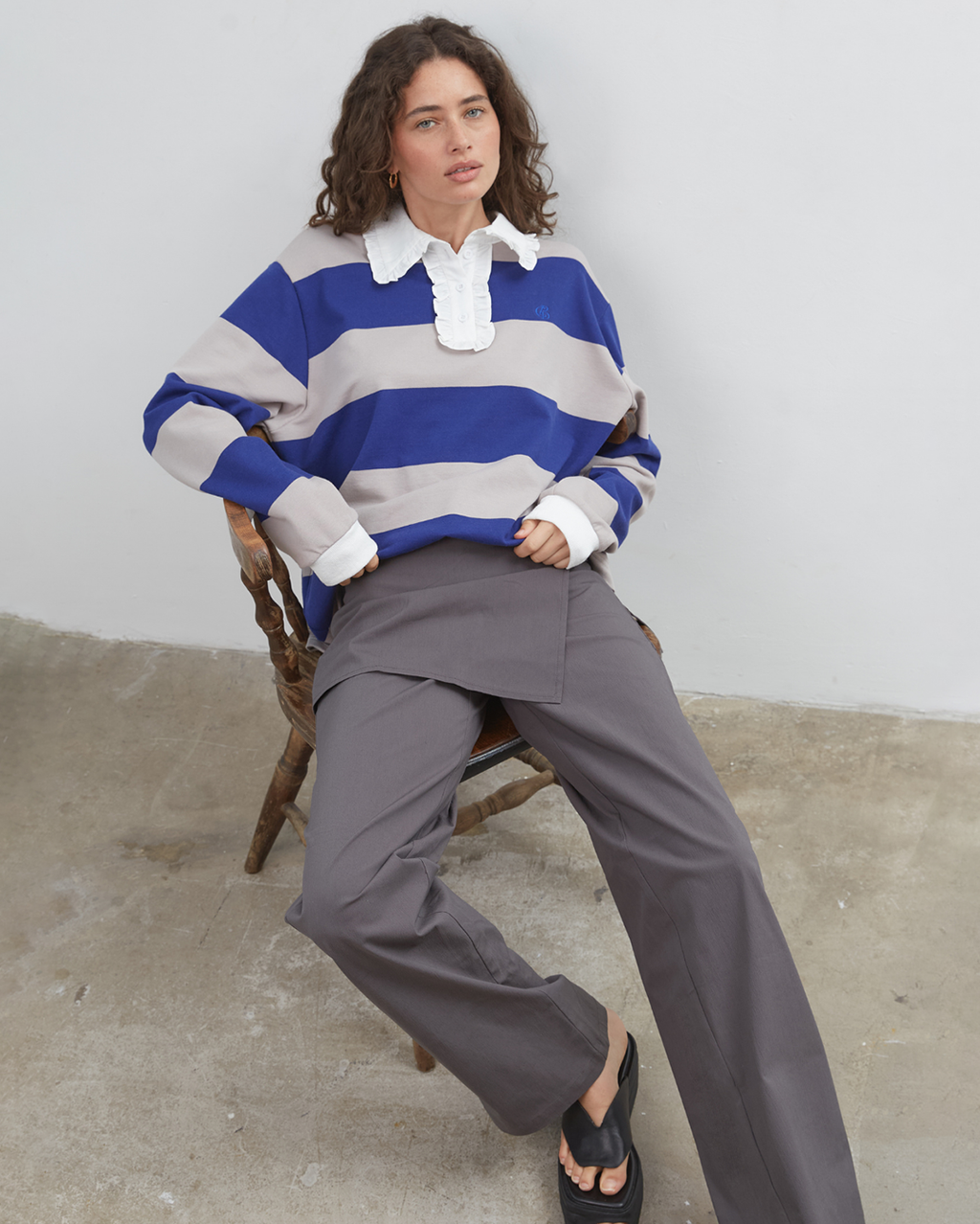Ocean Frill Polo - Navy/Grey/White - Commonplace Essentials