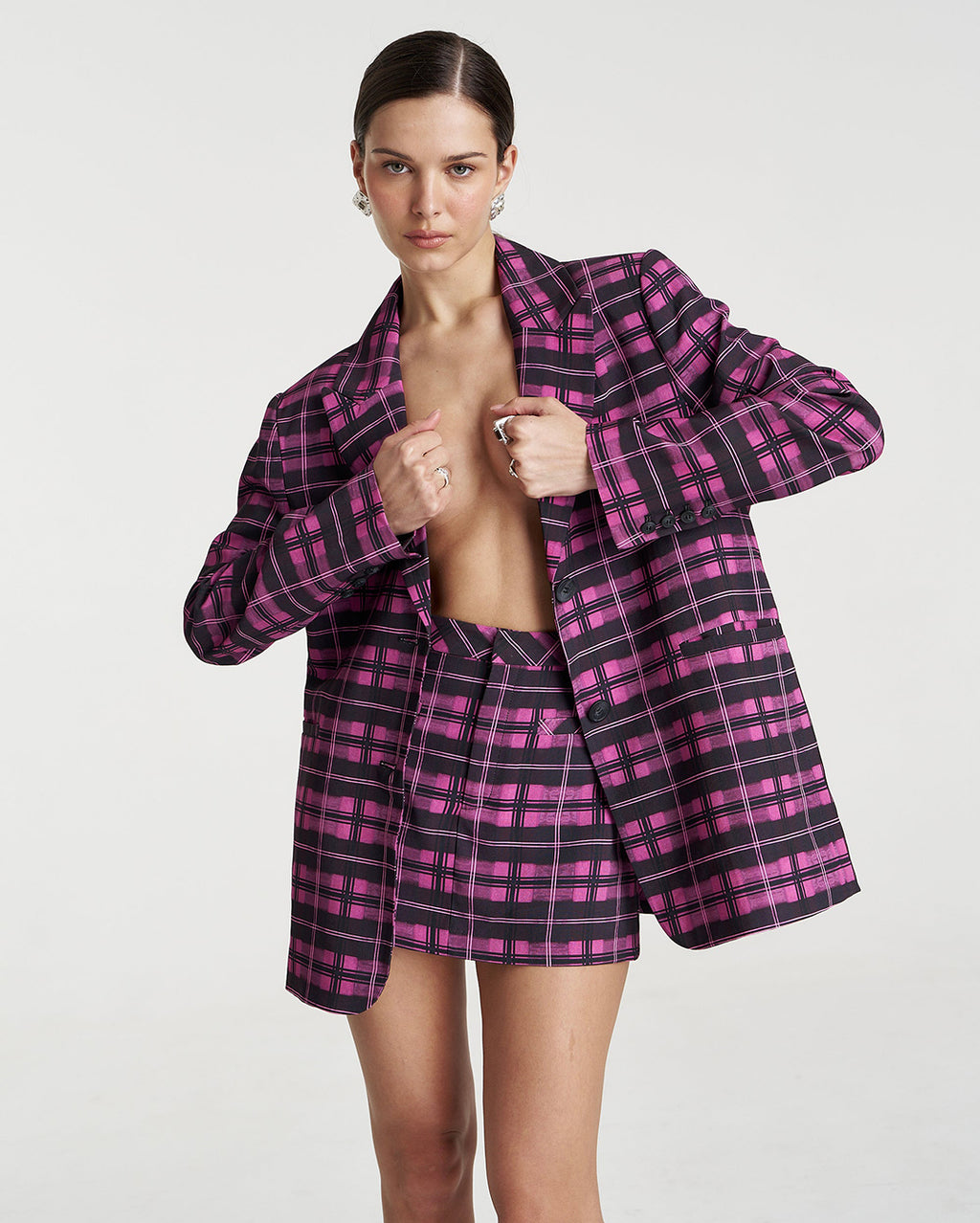 Oversized Blazer - Azalea Plaid - Summi Summi