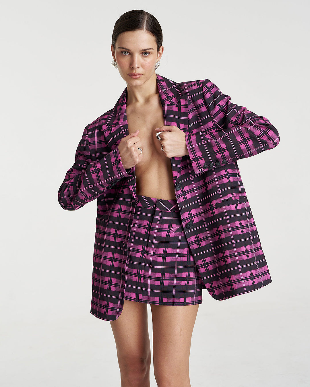 Oversized Blazer - Azalea Plaid - Summi Summi