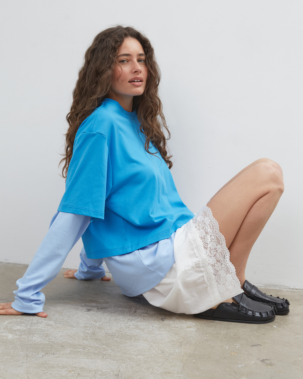 Blue Crush LS Tee - Bright Blue - Commonplace Essentials