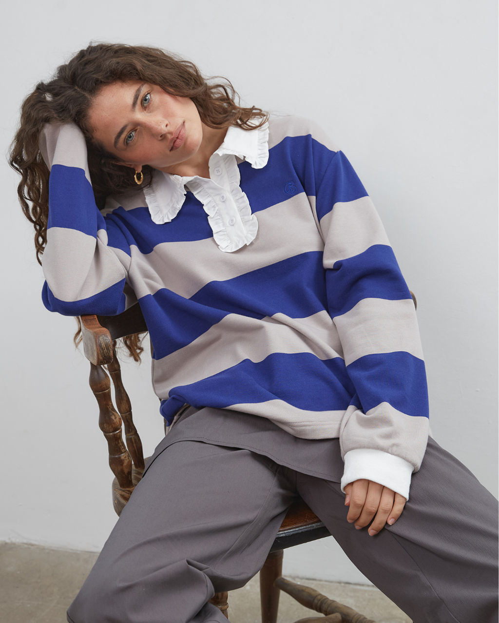 Ocean Frill Polo - Navy/Grey/White - Commonplace Essentials