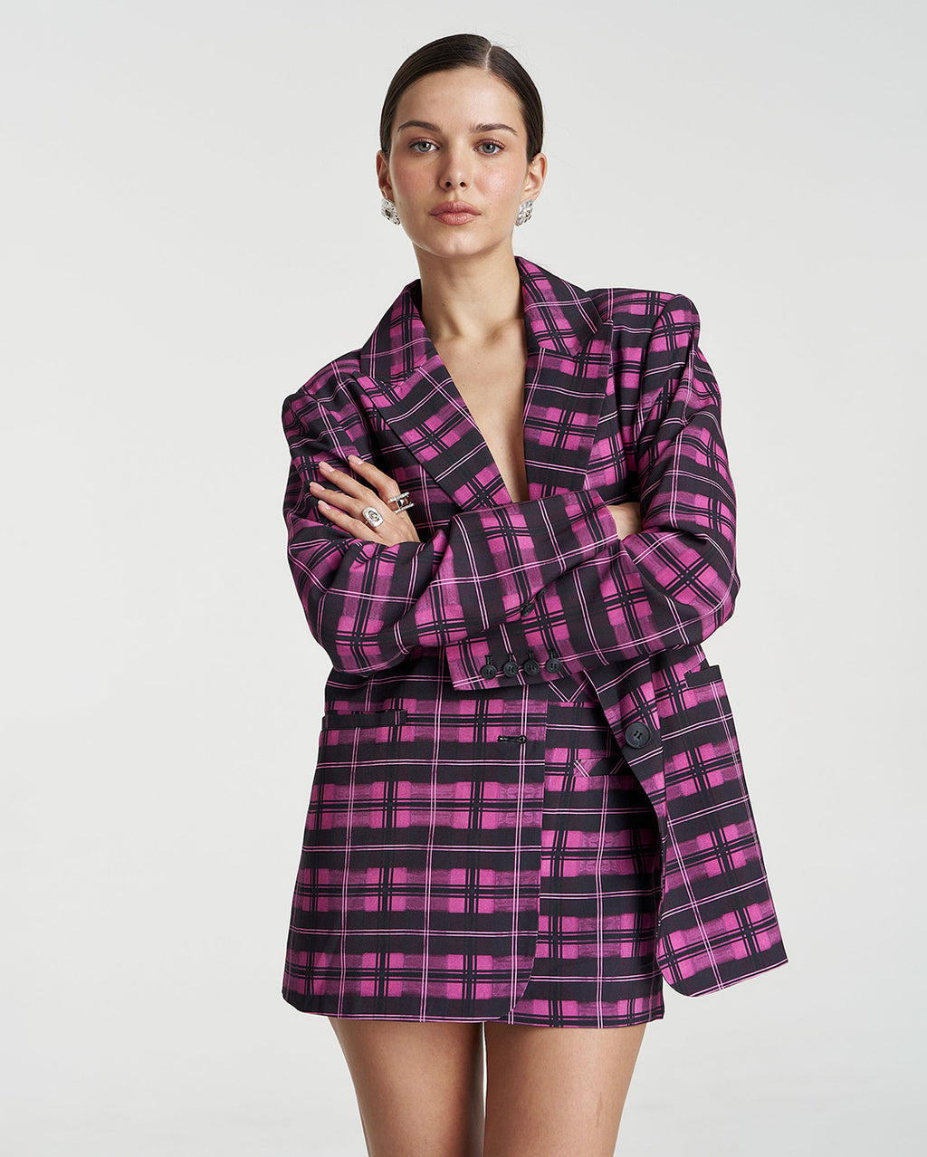 Oversized Blazer - Azalea Plaid - Summi Summi