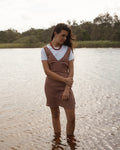 Capricorn - Seersucker Mini Dress - Burgundy / Beige Check by Afends