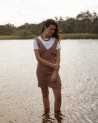 Capricorn - Seersucker Mini Dress - Burgundy / Beige Check by Afends