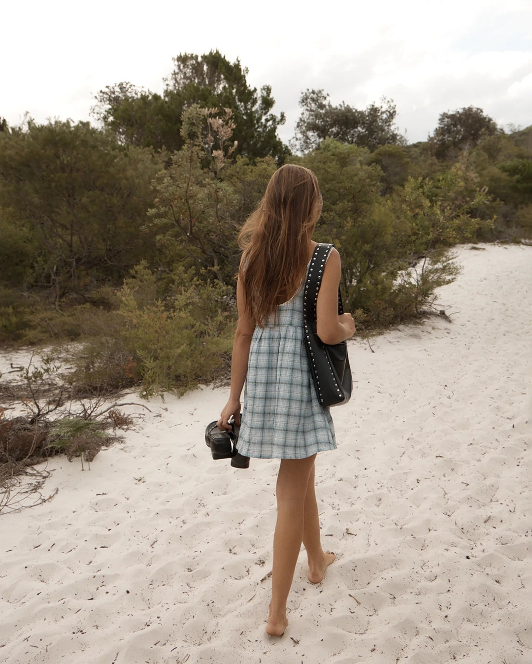 Lagoon Jesse - Seersucker Mini Dress - Overcast Check by Afends - view 2