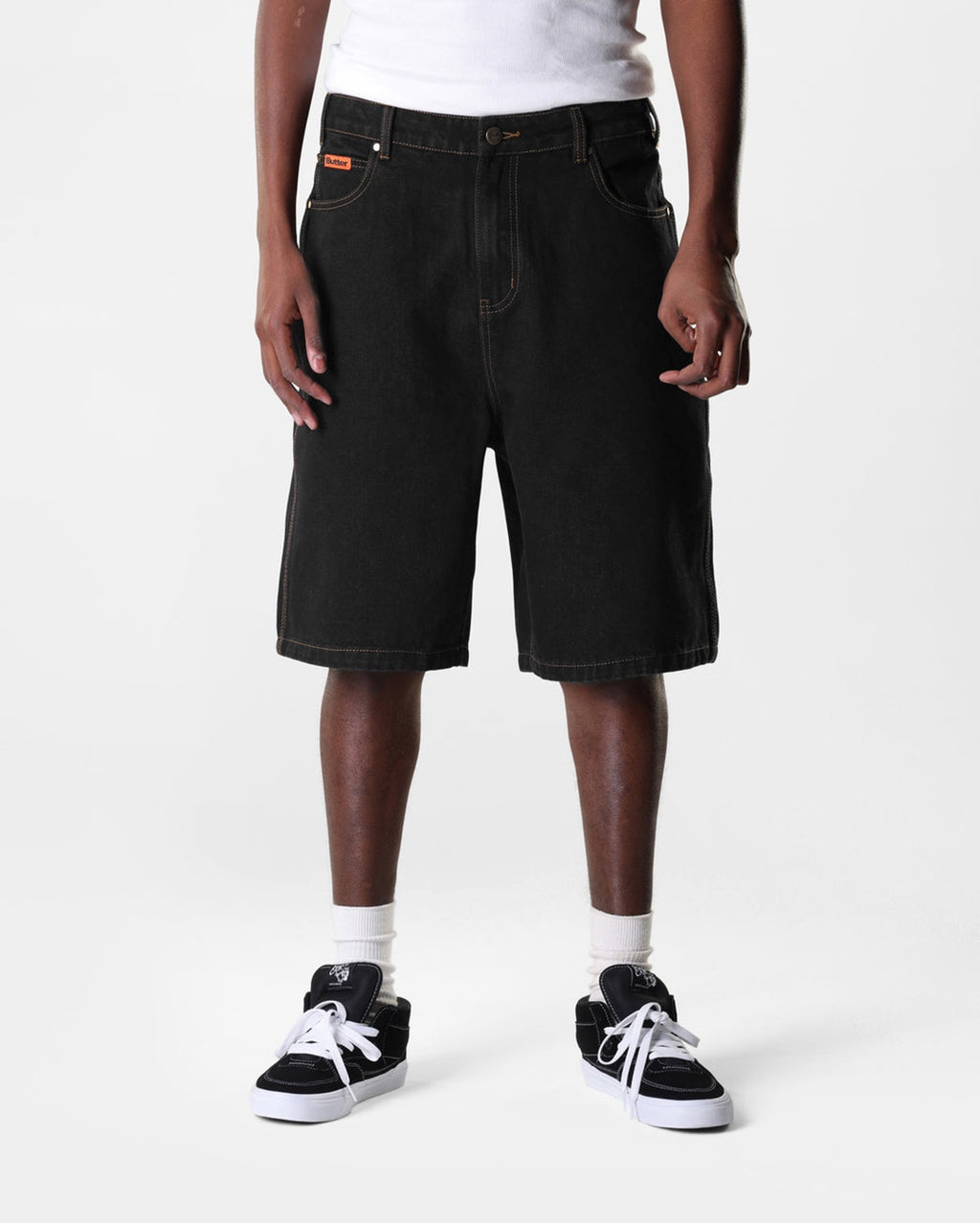 Baggy Denim Shorts - Washed Black