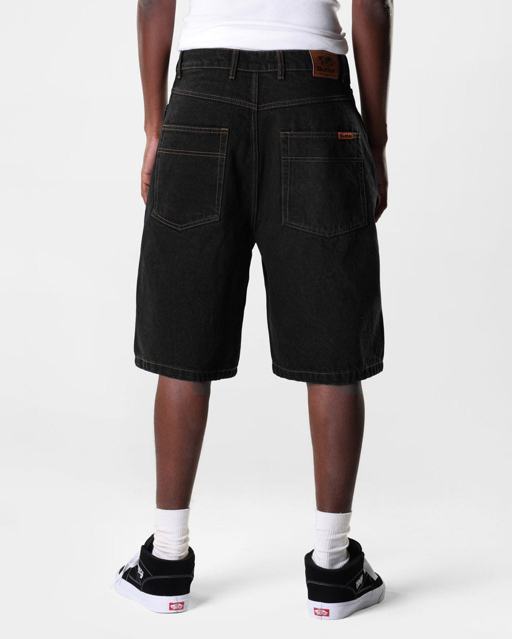 Baggy Denim Shorts - Washed Black