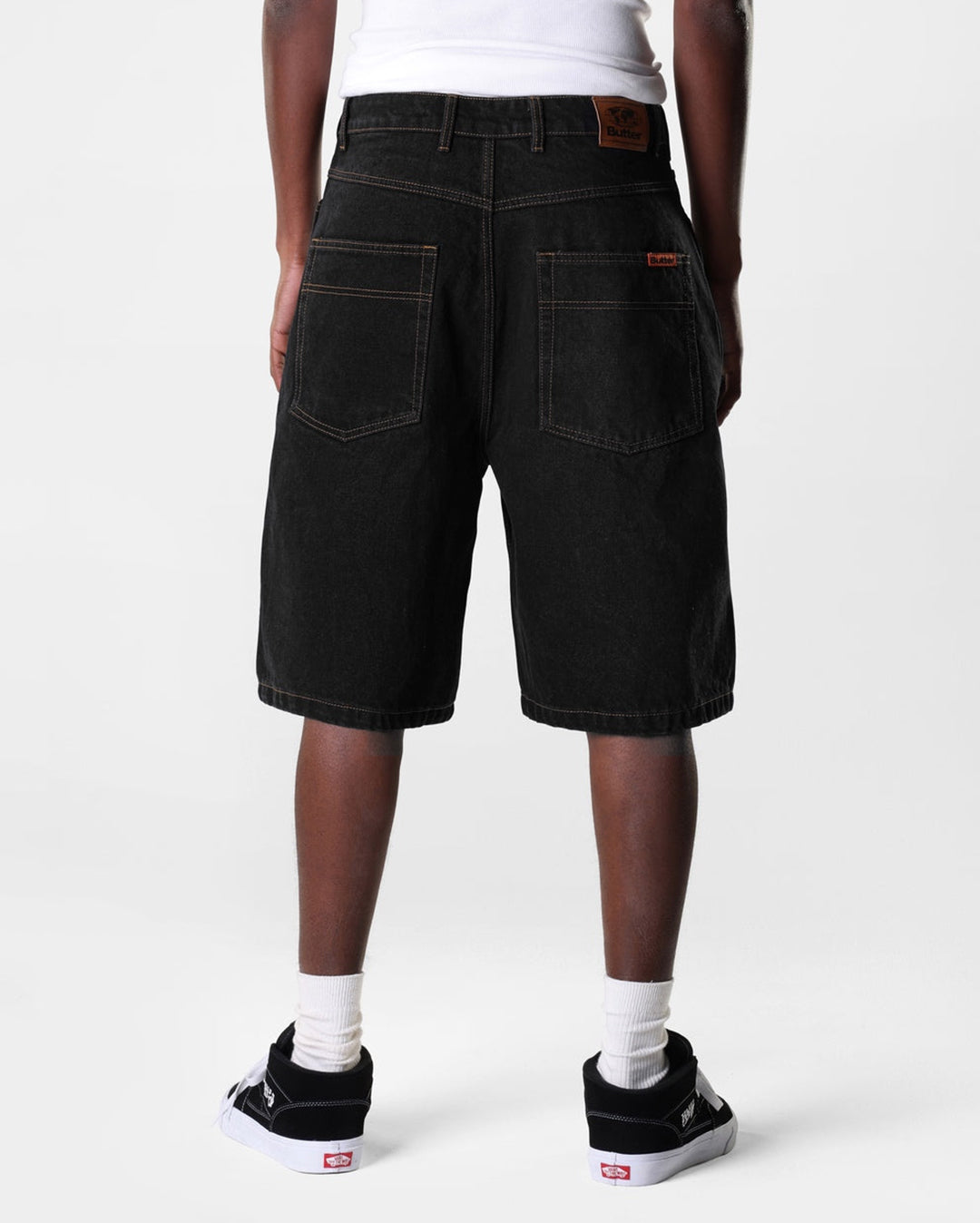 Baggy Denim Shorts - Washed Black