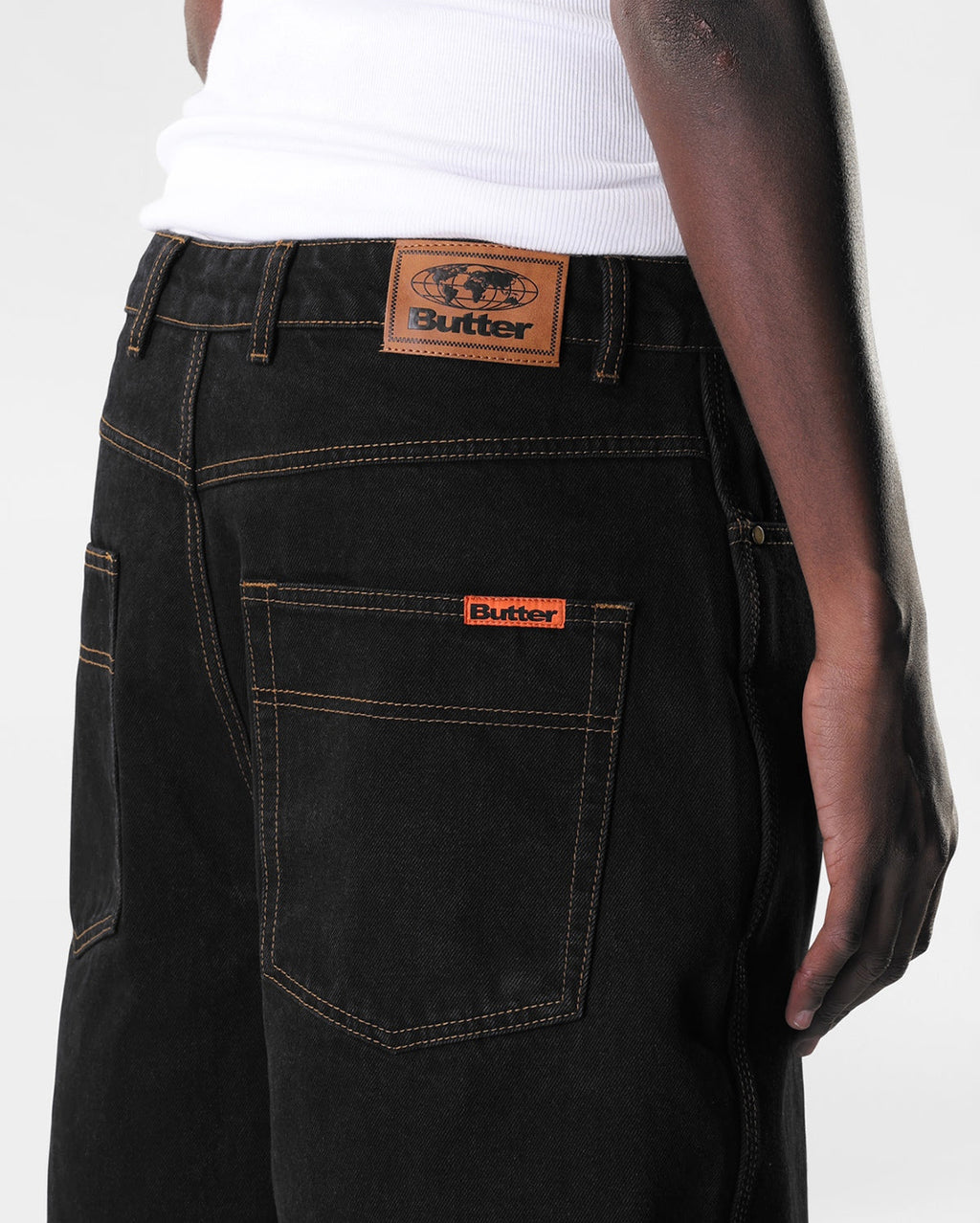 Baggy Denim Shorts - Washed Black