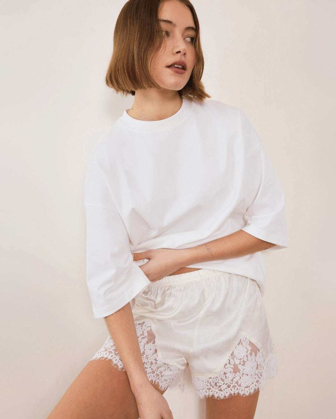 Chroma 3/4 Sleeve Tee - White - Commonplace Essentials