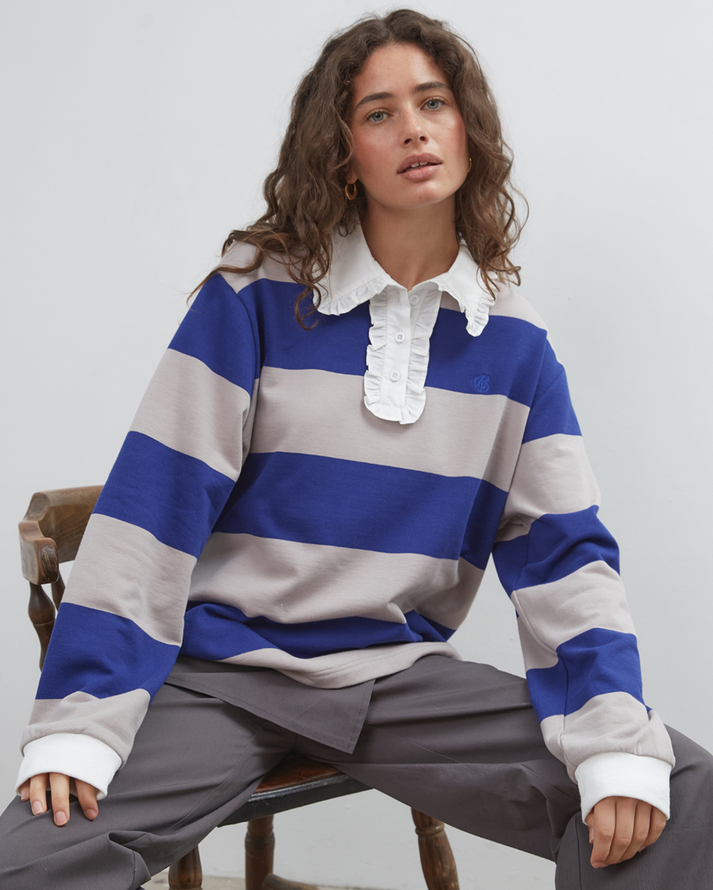 Ocean Frill Polo - Navy/Grey/White - Commonplace Essentials