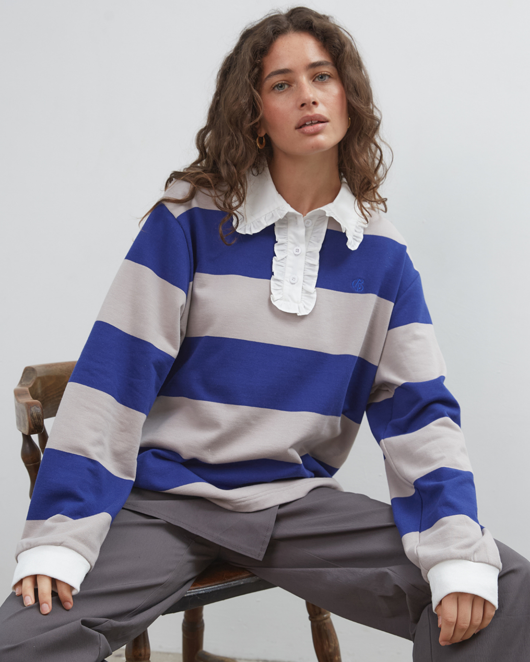 Ocean Frill Polo - Navy/Grey/White - Commonplace Essentials