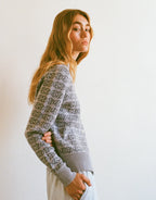 CPD Monogram Cardigan - Sky/Navy by Commonplace Essentials - view 4