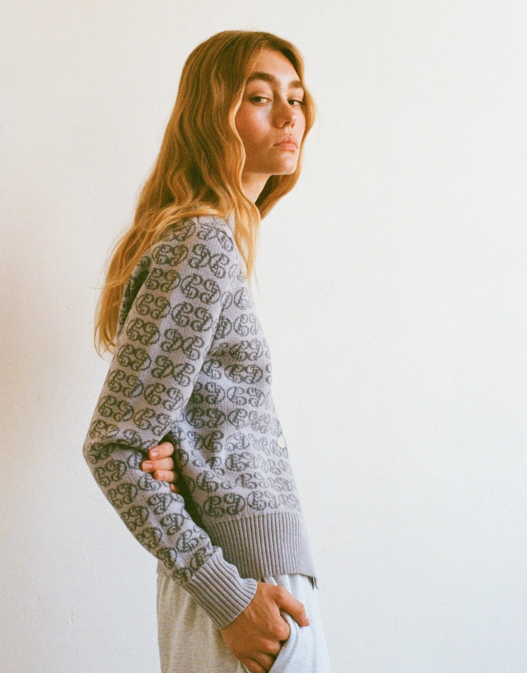 CPD Monogram Cardigan - Sky/Navy