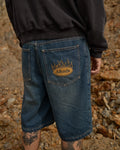 Fast Forward 24" Ultra Baggy Denim Pleated Shorts - Vintage Wash by Afends