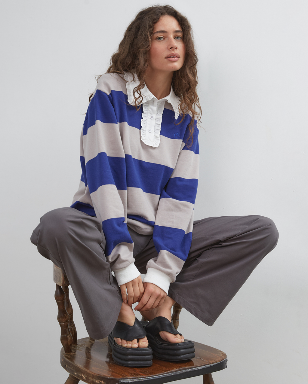 Ocean Frill Polo - Navy/Grey/White - Commonplace Essentials