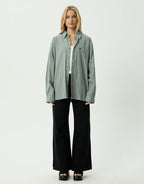 Pinned Oversized Striped Long Sleeve Shirt - Sycamore Stripe by Afends - view 7