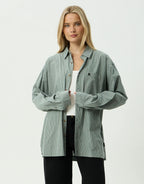 Pinned Oversized Striped Long Sleeve Shirt - Sycamore Stripe by Afends - view 8