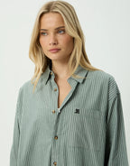 Pinned Oversized Striped Long Sleeve Shirt - Sycamore Stripe by Afends - view 12