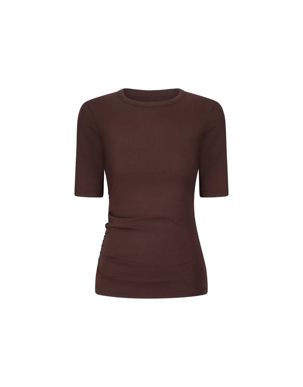 Ruched Short Sleeve T-Shirt - Chocolate