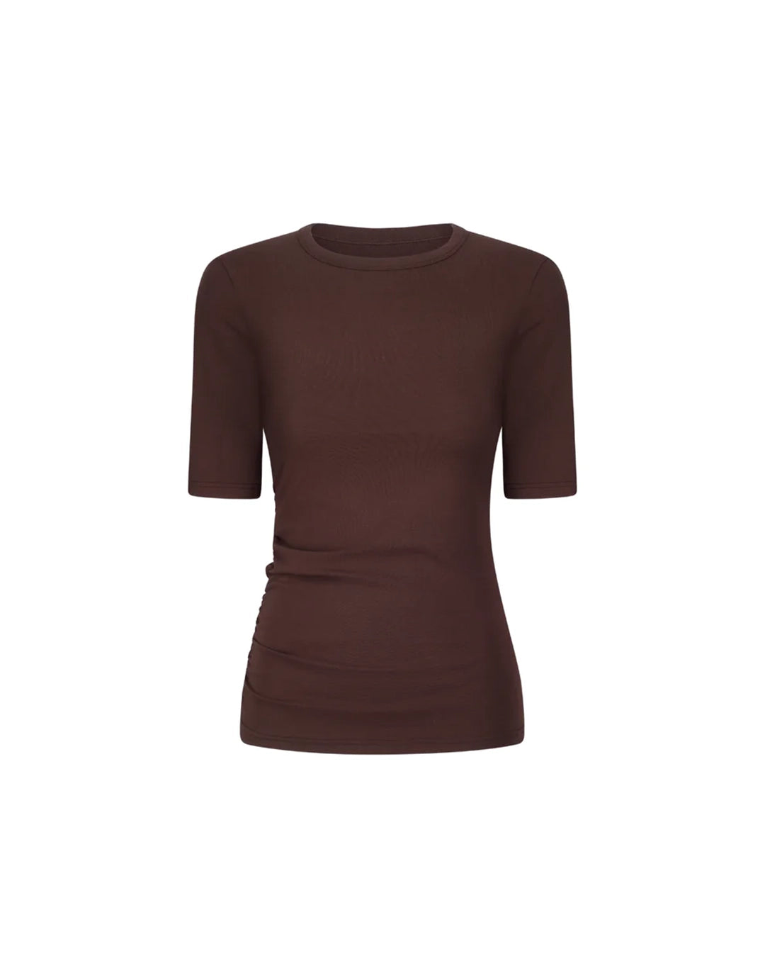Ruched Short Sleeve T-Shirt - Chocolate
