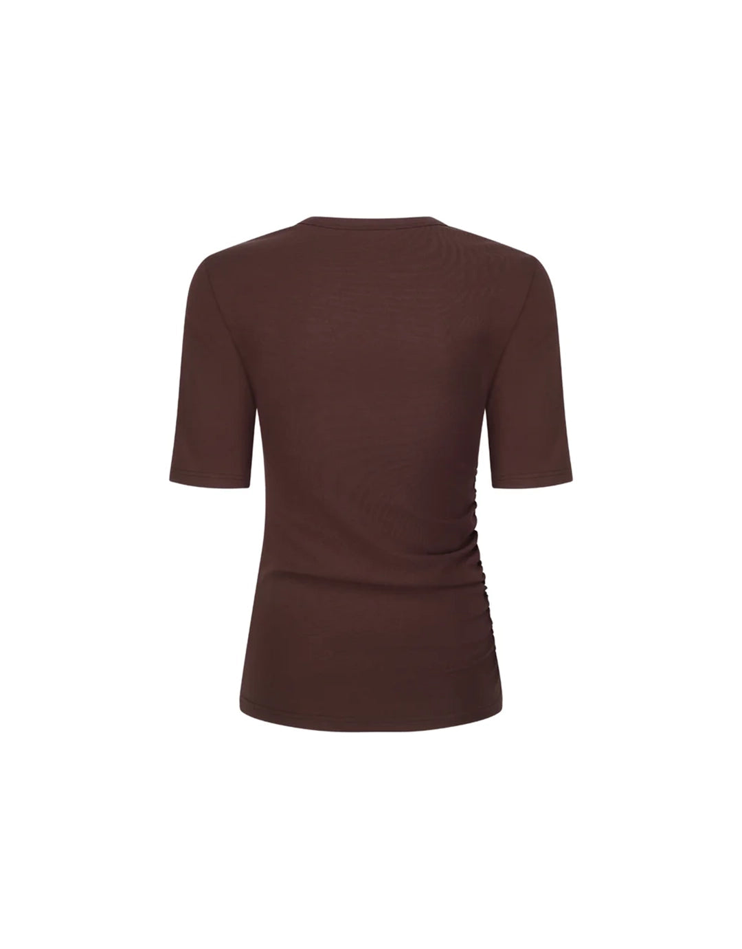 Ruched Short Sleeve T-Shirt - Chocolate