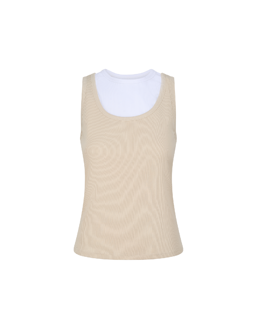 Millie Double Layer Tank - Sand/White