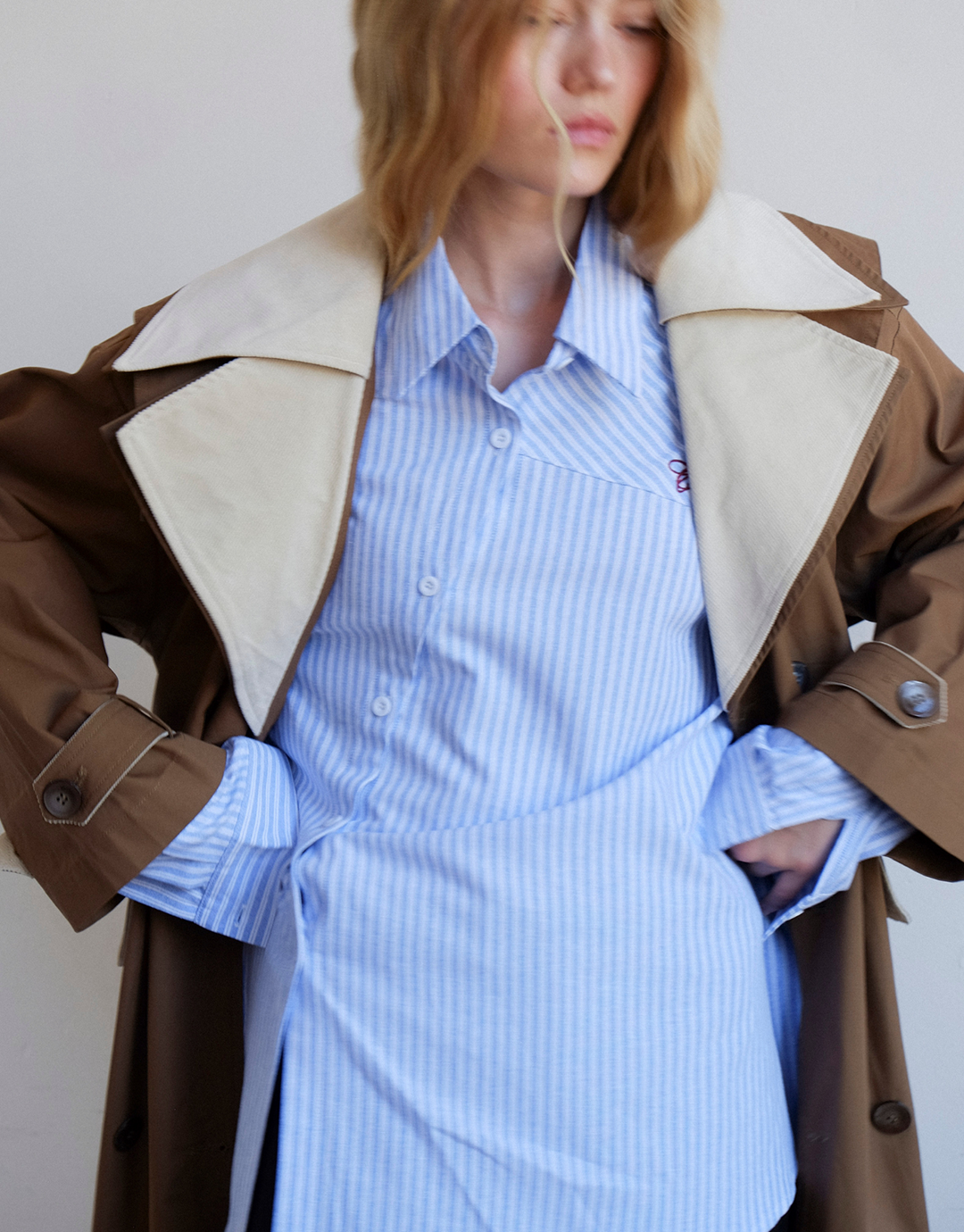 Cortez Shirt - Sky/Maroon Stripe