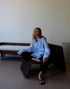 Cortez Shirt - Sky/Maroon Stripe by Commonplace Essentials - view 3