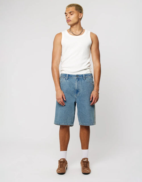 A5 Baggy Deniim Shorts - Barry Stripe by Abrand - view 2