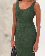 Crinkle Knit Dress - Tallow Green by Zulu and Zephyr - view 2