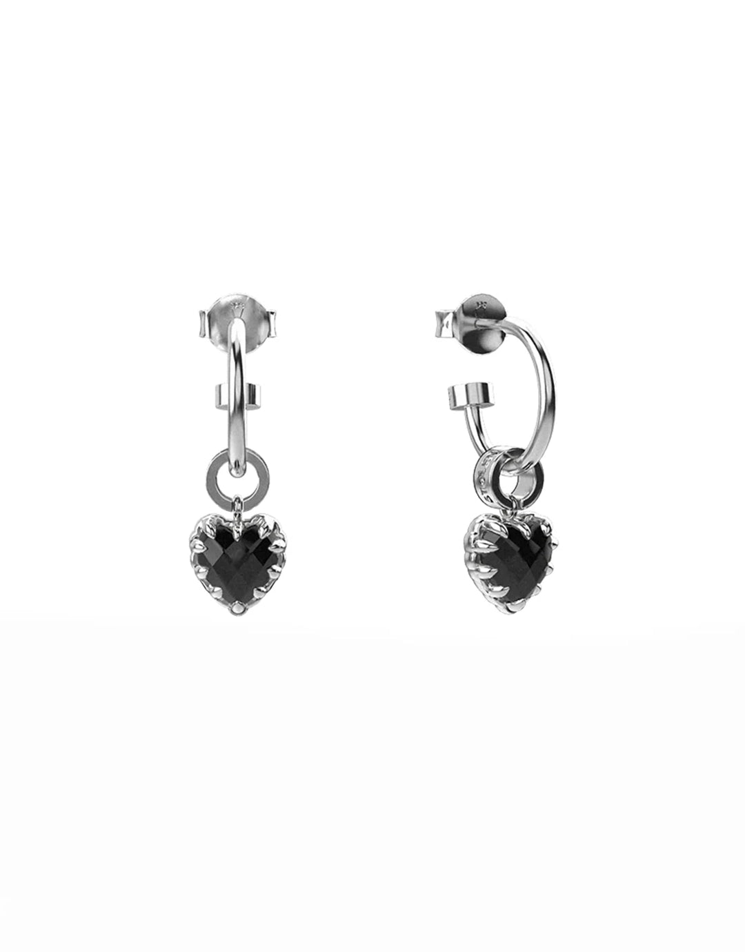 Love Anchor Earrings - Silver / Onyx