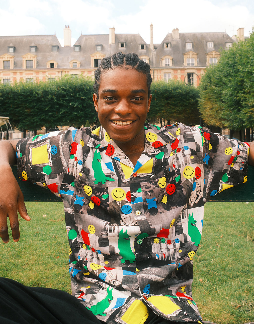Smiley Collage Short Sleeve Shirt - Multi by Market