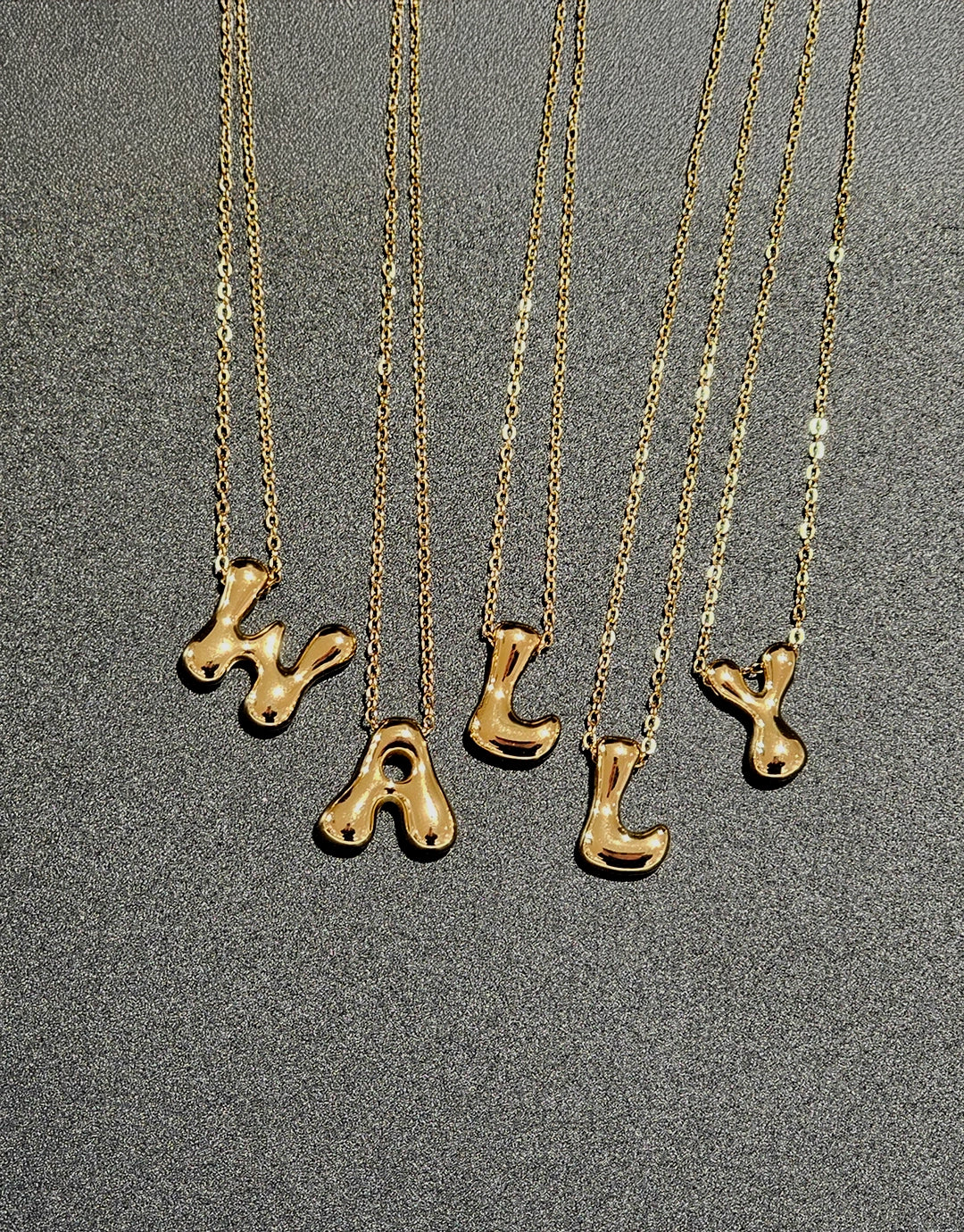 Cloud Letter Pendant Necklace - Gold