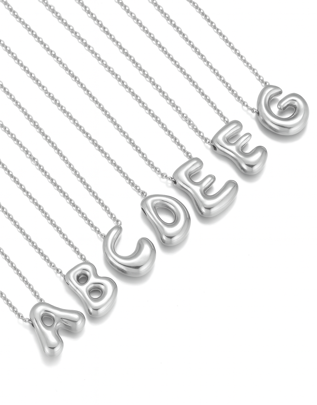 Cloud Letter Pendant Necklace - Silver