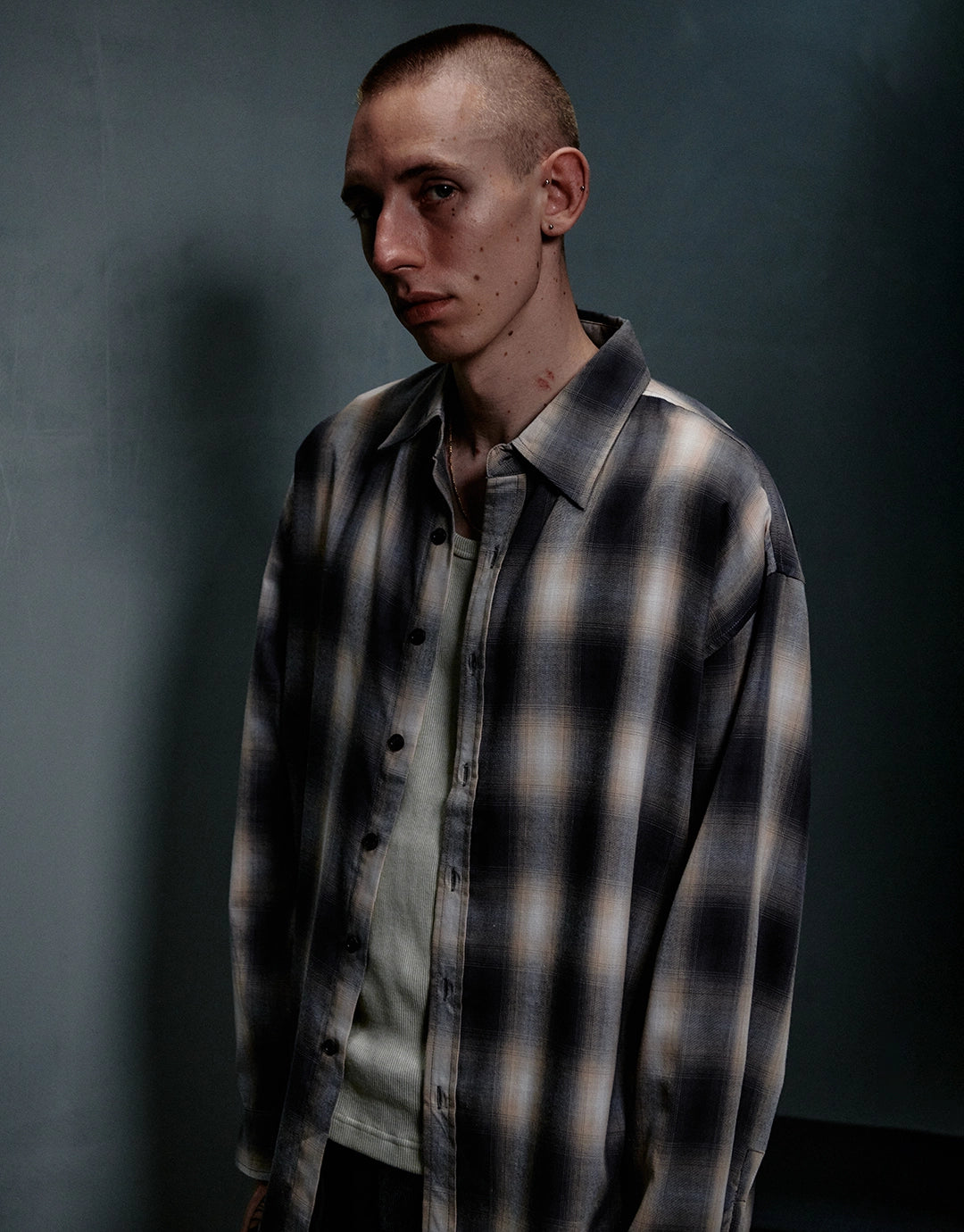 Drop Long Sleeve Shirt - Grey/Pink