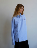 Cortez Shirt - Sky/Maroon Stripe by Commonplace Essentials