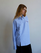 Cortez Shirt - Sky/Maroon Stripe by Commonplace Essentials