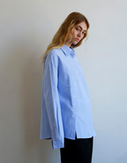 Cortez Shirt - Sky/Maroon Stripe by Commonplace Essentials - view 4