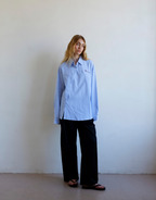 Cortez Shirt - Sky/Maroon Stripe by Commonplace Essentials - view 5