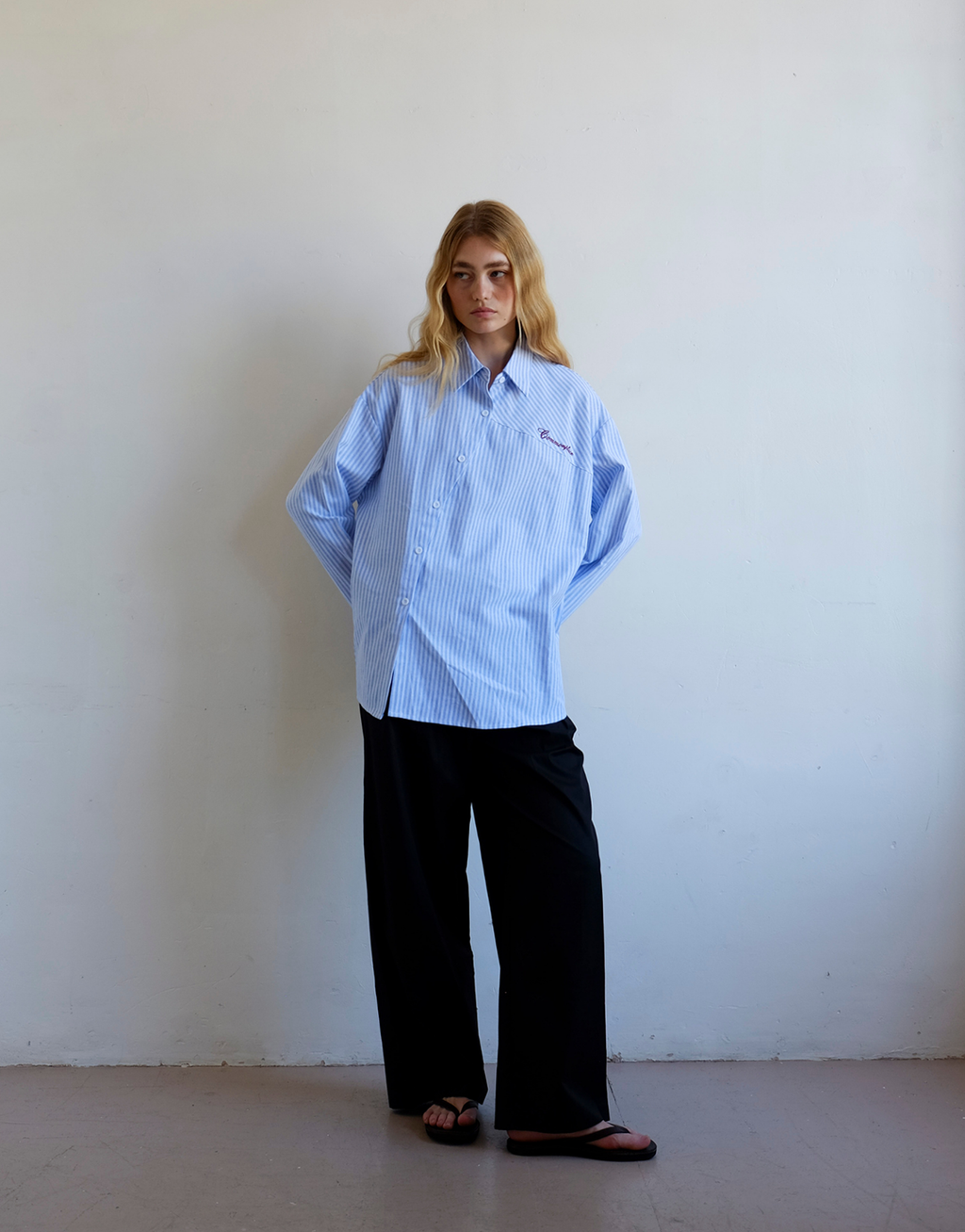 Cortez Shirt - Sky/Maroon Stripe