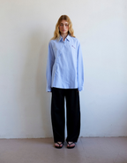 Cortez Shirt - Sky/Maroon Stripe by Commonplace Essentials - view 8