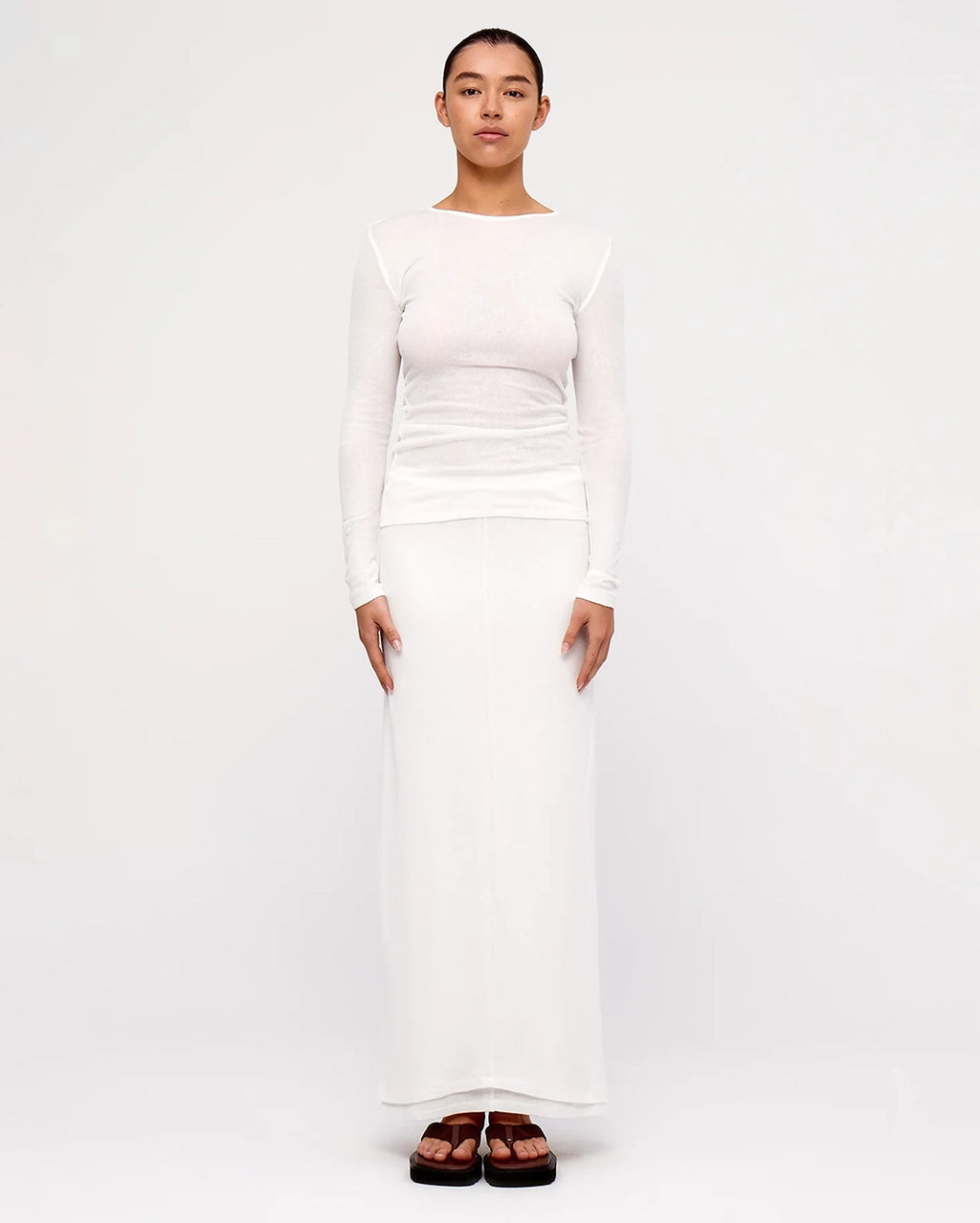 White Rib Hemp Jersey Long Sleeve Top - White by Zulu and Zephyr - view 3