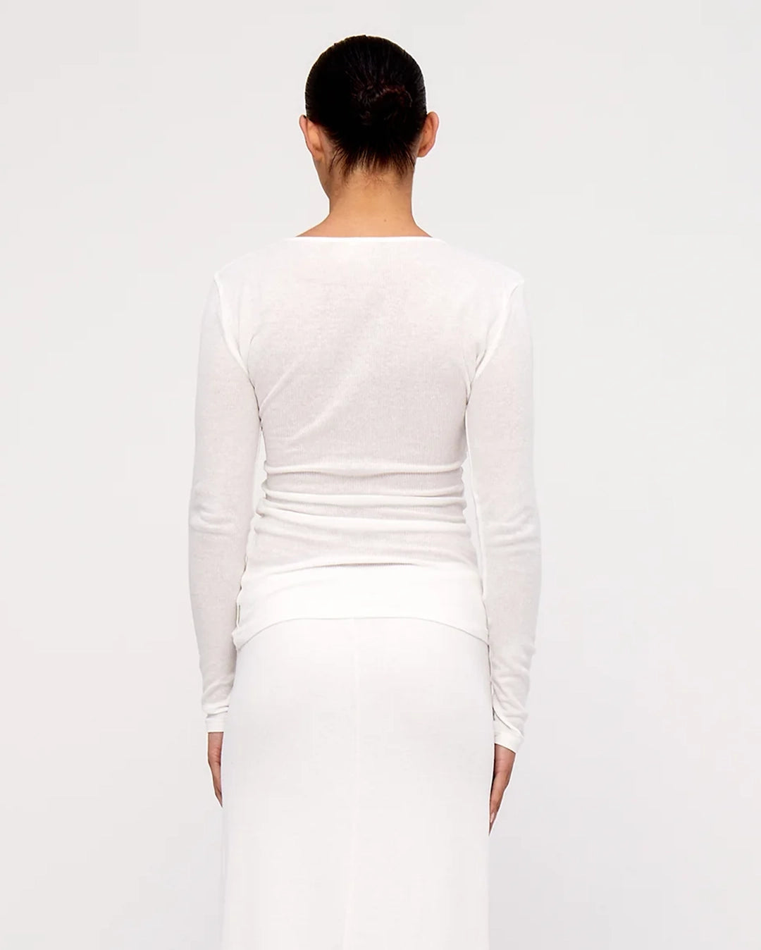 White Rib Hemp Jersey Long Sleeve Top - White by Zulu and Zephyr - view 2