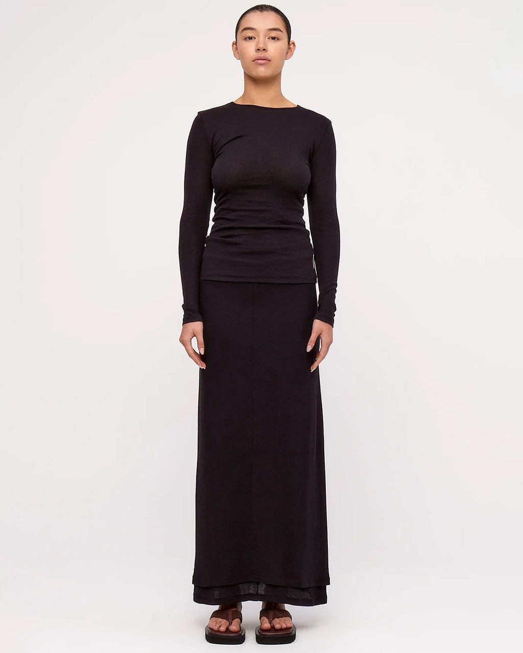 Black Rib Hemp Jersey Long Sleeve Top - Black by Zulu and Zephyr - view 3