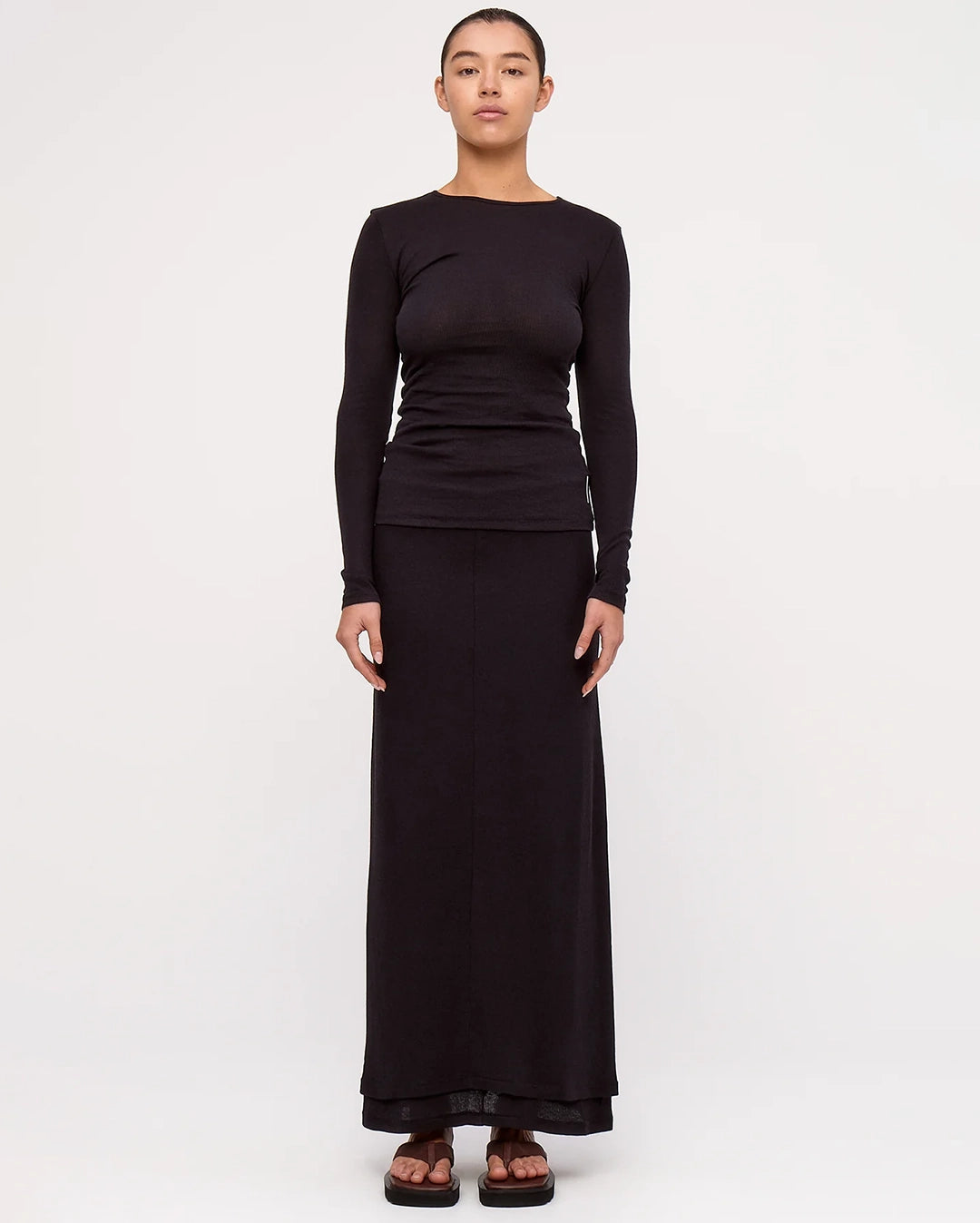 Black Rib Hemp Jersey Long Sleeve Top - Black by Zulu and Zephyr - view 3